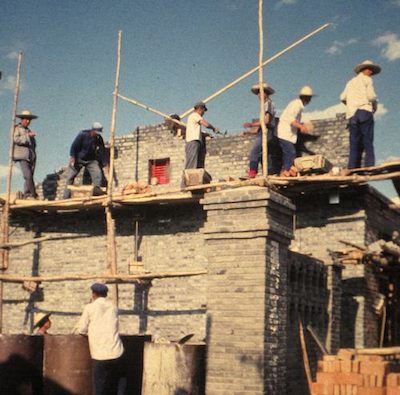 photo of construction site in Mongolia, 1980s
