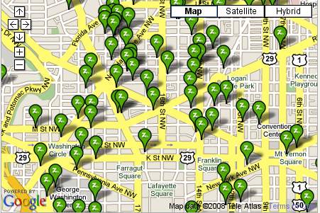 map of zip cars near the White House